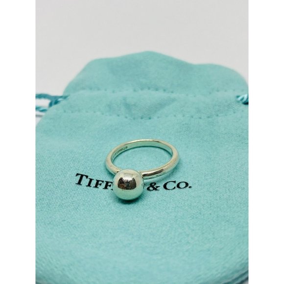 Tiffany Co Sterling Silver 8mm HardWear Hardware Round Ball Ring Size 5.75 - Picture 3 of 7